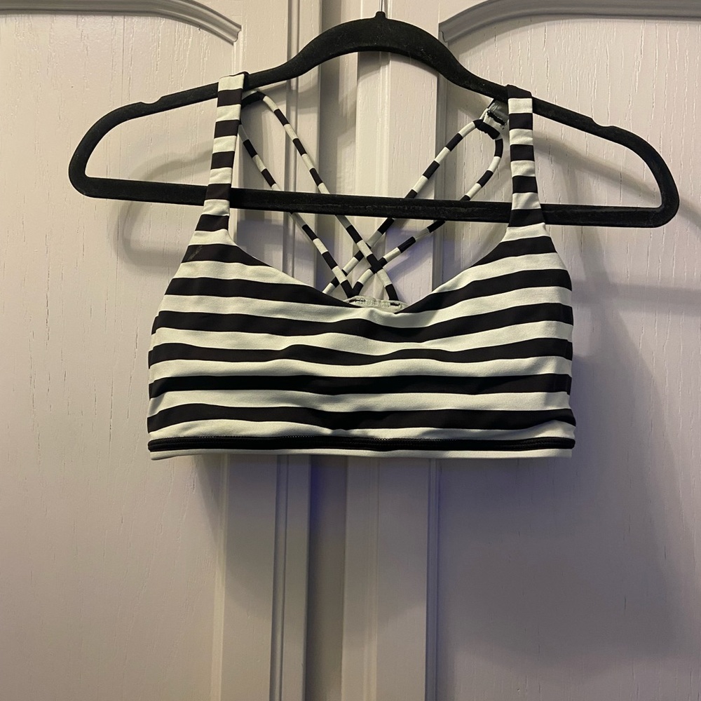 Lululemon Athletica Striped Sports Bra in Black and Mint